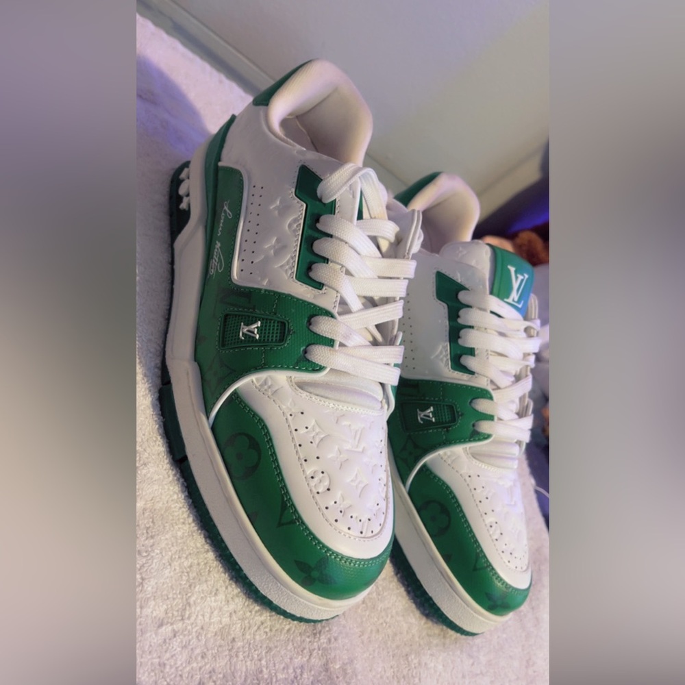Louis Vuitton Green and White Sneakers